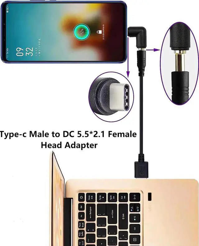 Alt view image 6 of 6 - Aomoproing USB C to DC Power Adapter Type C USB Male to DC 5.5x2.1mm Female Connector DC5521 Female to Type C Male Charge Adapter for Laptop PC Smart Phone 2 PCS