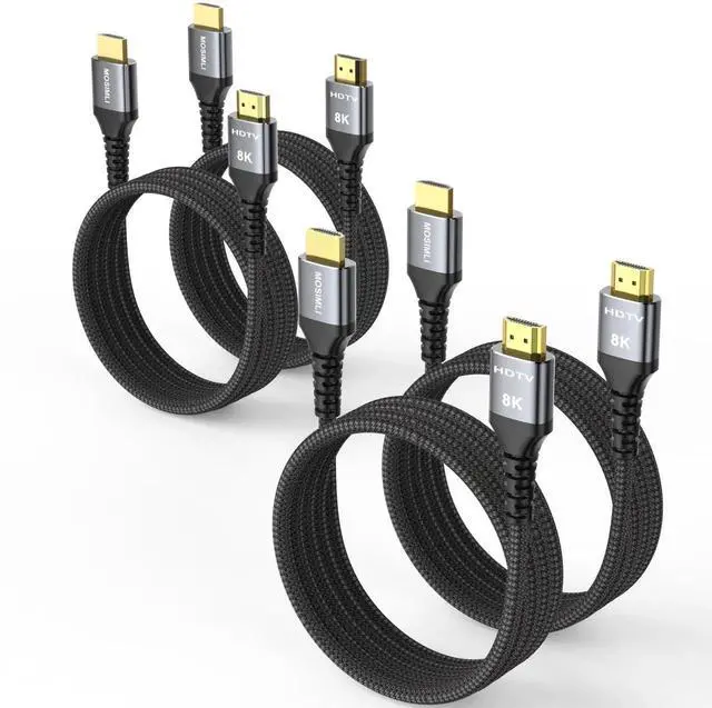 Main image of 8K HDMI Cable 6FT 4-Pack, High Speed 48Gbps HDMI 2.1 Cord, Support 8K@60Hz & 4K@120Hz, HDR10+, SBTM, 12bit, 3D, eARC, Dolby Atmos, DTS:X, HDCP 2.3 for TV, Monitor, Apple TV, Roku, Soundbar, PS5, Xbox