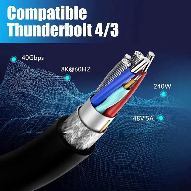 Alt view image 6 of 7 - 1ft Bidirectional USB 4.0 Type C Cable, 40Gbps Data, 240W PD Charging, 8K@60Hz Video, Left & Right to Up Down Angle Male Cord for Thunderbolt 4/3, Smartphones, Laptops, Monitor, Gaming Console