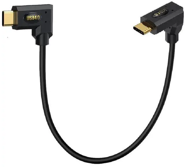 Main image of 1ft Bidirectional USB 4.0 Type C Cable, 40Gbps Data, 240W PD Charging, 8K@60Hz Video, Left & Right to Up Down Angle Male Cord for Thunderbolt 4/3, Smartphones, Laptops, Monitor, Gaming Console