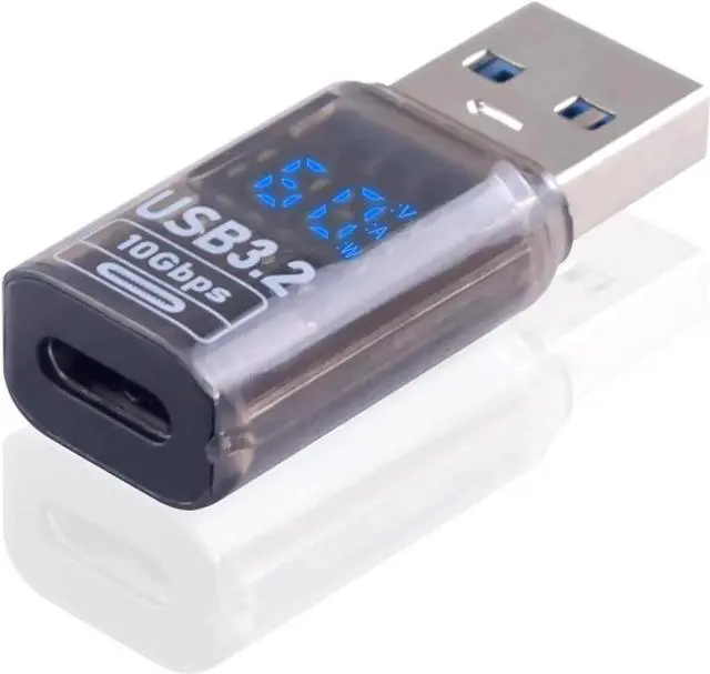 Main image of AOMOPROING USB C to USB Adapter with Digital Display, 10Gbps Type C Female to Type A Male Adapter, Current/Voltage Real-time Display 3.2 Converter for iPhone, MacBook, 1-Pack