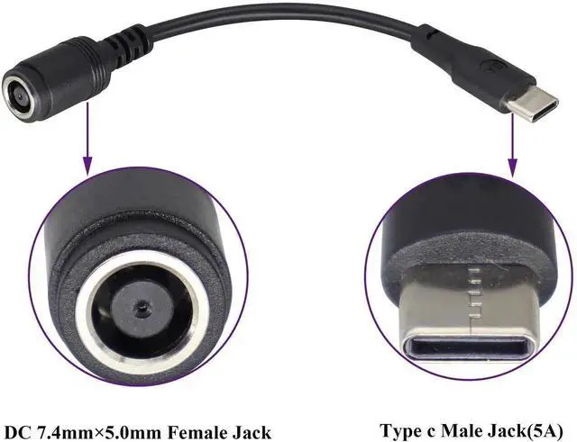Alt view image 3 of 7 - Aomoproing USB Type C Male External to DC 7.4mmx5.0mm Female Internal Connector Quick 5A Charging Power Supply Suitable for Mobile Phones,Tablets,laptops Power Sockets(17cm/6.7inch-2Pack)