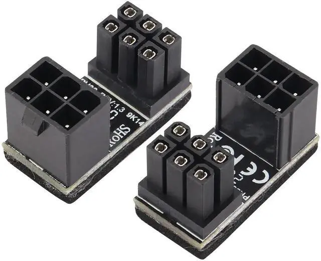 Main image of Aomoproing  (2Pack 180 Degree ATX 6Pin Female to Male Connector PCI 6 Pin to 6 Pin PCI Express Video Card Power Adapter for Desktop Graphics Card (Down/6 Pin)