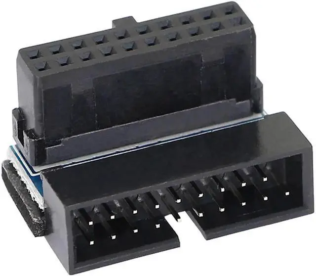 Alt view image 5 of 7 - Aomoproing Right Angled USB 3.0 20-pin Male to Female Extension Adapter, Desktop Motherboard 90 Degree Angled USB 3.0 19-Pin Motherboard Internal Header-Black 2PCS