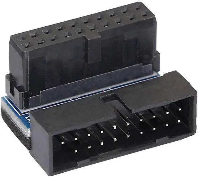 Alt view image 6 of 7 - Aomoproing Right Angled USB 3.0 20-pin Male to Female Extension Adapter, Desktop Motherboard 90 Degree Angled USB 3.0 19-Pin Motherboard Internal Header-Black 2PCS