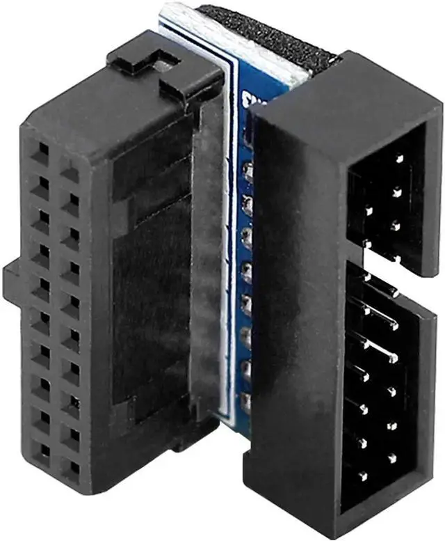 Alt view image 4 of 7 - Aomoproing Right Angled USB 3.0 20-pin Male to Female Extension Adapter, Desktop Motherboard 90 Degree Angled USB 3.0 19-Pin Motherboard Internal Header-Black 2PCS