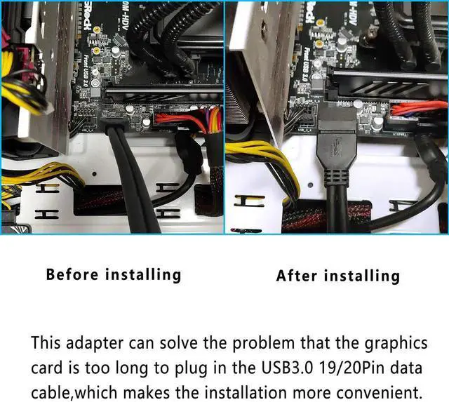 Alt view image 3 of 7 - Aomoproing Right Angled USB 3.0 20-pin Male to Female Extension Adapter, Desktop Motherboard 90 Degree Angled USB 3.0 19-Pin Motherboard Internal Header-Black 2PCS