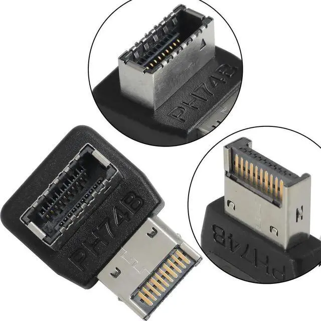 Alt view image 2 of 5 - Aomoproing Computer Motherboard USB3.1 Type-E Interface 90-Degree Right Angle Bent Head with Shell PH74B Right Angle Bent Head USB E Adapter for Computer Motherboard