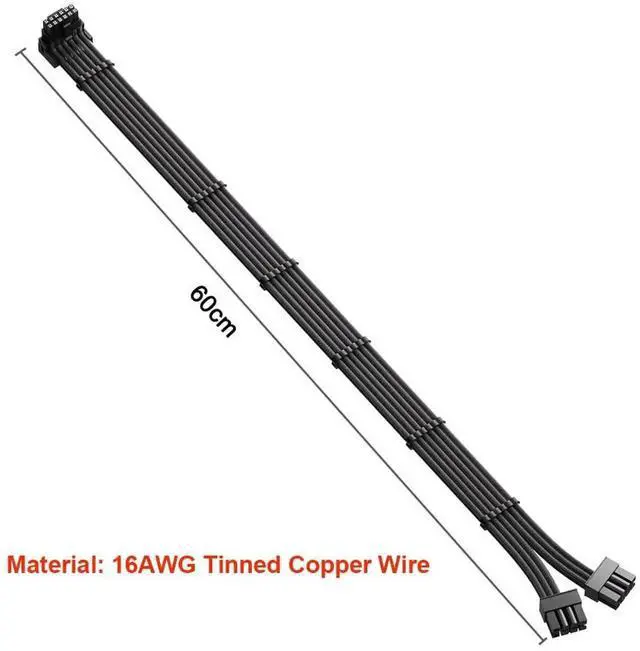 Alt view image 4 of 6 - 12VHPWR 90 Degree Adapter for C.orsair PCIE 5.0 16AWG 600W 12VHPWR Adapter Dual 8 Pin PCIe to 16 Pin 12+4 Pin for RTX 4090 4080 3090TI 4070Ti Graphics Card GPU, ONLY for C.orsair Power Supply (Type B)