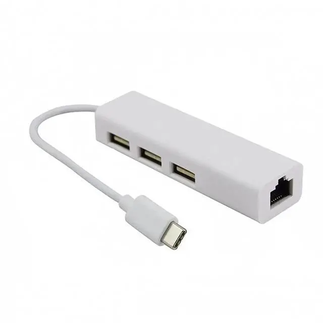 Alt view image 7 of 7 - Aomoproing  USB 3.1 Type C USB-C to Multiple 3 Ports USB2.0 Hub with Ethernet 100Mbps Network LAN Adapter