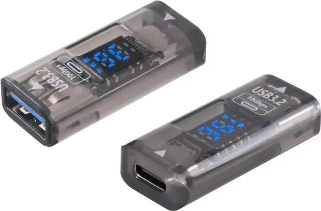 Main image of AOMOPROING USB C Female to USB Female Adapter, Type C to Type A Adapter 3.2 with LED Digital Display, 10Gbps Data Sync & Charging Converter Compatible with iPhone, Galaxy, Laptop, 2-Pack