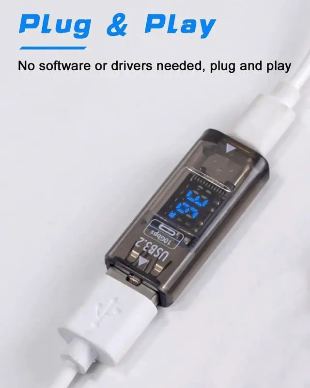 Alt view image 2 of 7 - AOMOPROING USB C Female to USB Female Adapter, Type A to Type C Adapter with LED Digital Display, USB C 3.2 Converter Support 10Gbps Data Sync and Charging for Laptop, PC(1pcs)