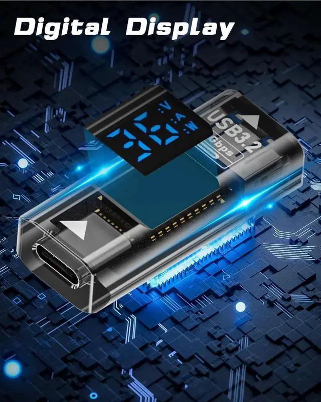 Alt view image 7 of 7 - AOMOPROING USB C Female to USB Female Adapter, Type A to Type C Adapter with LED Digital Display, USB C 3.2 Converter Support 10Gbps Data Sync and Charging for Laptop, PC(1pcs)