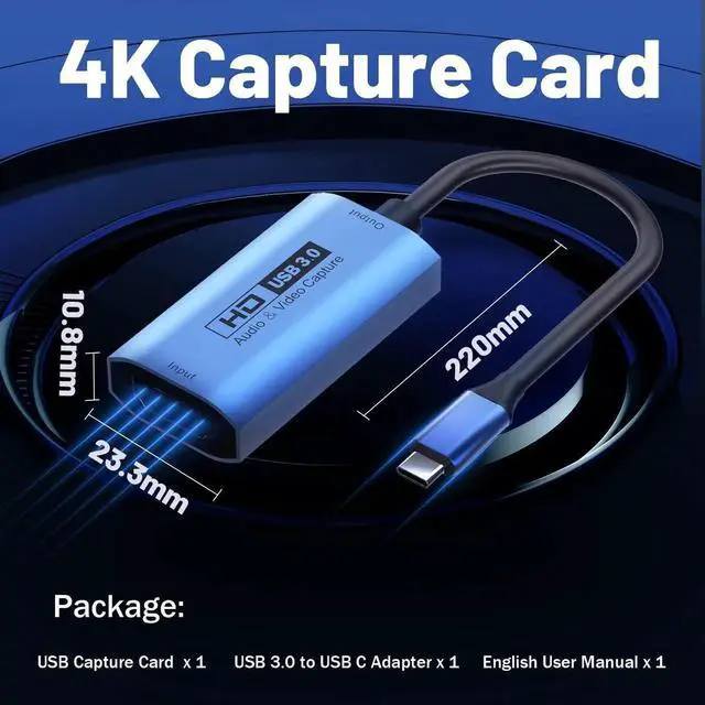 Alt view image 2 of 7 - AOMOPROING Video Capture Card, USB3.0 HDMI to USB-C Capture Device, Stream & Record at 2K@30FPS 1080P@60FPS, Compatible with iPad Mac OS Windows, Quest 3, OBS, Zoom, PS5/4, Switch, Xbox (Blue)