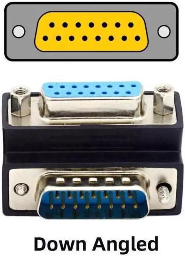 Alt view image 3 of 6 - Aomoproing Down 90 Degree Angled DSUB D-subminiature 15pin Male to Female Extension Adapter DB Connector