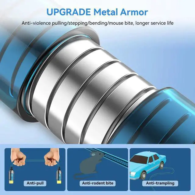 Alt view image 4 of 7 - AOMOPROING 0Ft Fiber Optic HDMI Cables 8K 48Gbps, [UPGATED] Metal Armor Jacket, Ultra High Speed HDMI 2.1 Cable, 8K@60Hz 4K@120Hz, Compatible for PlayStation 5 PC HDTV, Male-to-Male (30Feet)