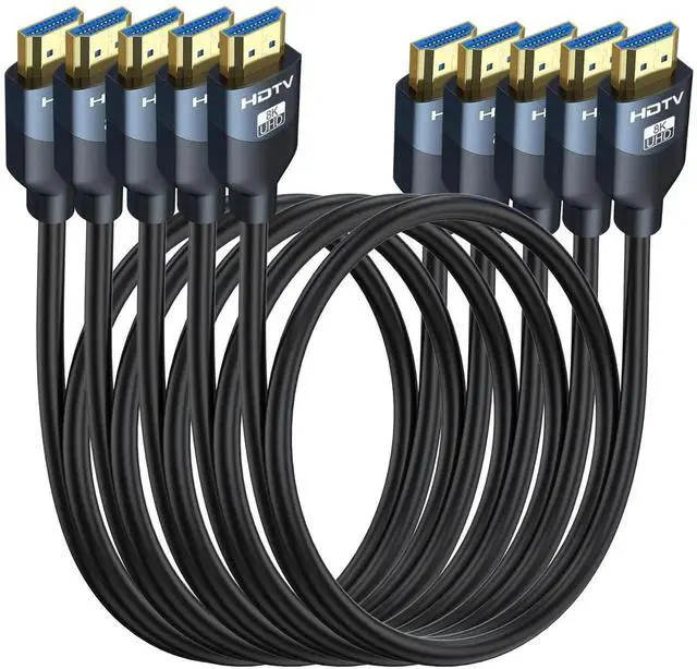 Main image of 8K HDMI 2.1 Cables 6FT 5-Pack, High Speed HDMI Gaming Monitor Cable for PS5 TV-8K ARC&eARC HDMI Cord-165/180/240Hz, HDCP2.3, 3D/HDR10 for Soundbar, PS5, PS4, TV, Xbox, Roku, Cinema, Computer, Monitor