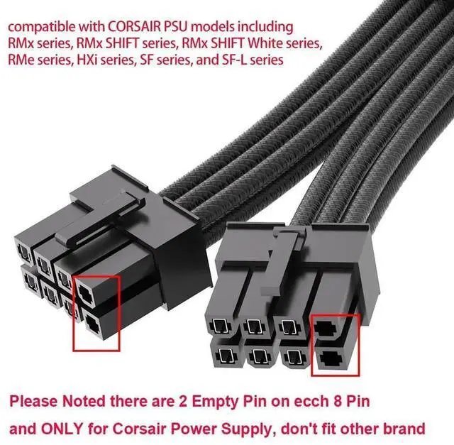 Alt view image 4 of 6 - 12VHPWR 90 Degree Adapter for C.orsair PCIE 5.0 16AWG 600W 12VHPWR Adapter Dual 8 Pin PCIe to 16 Pin 12+4 Pin for RTX 4090 4080 3090TI 4070Ti Graphics Card GPU, ONLY for C.orsair Power Supply (Type A)