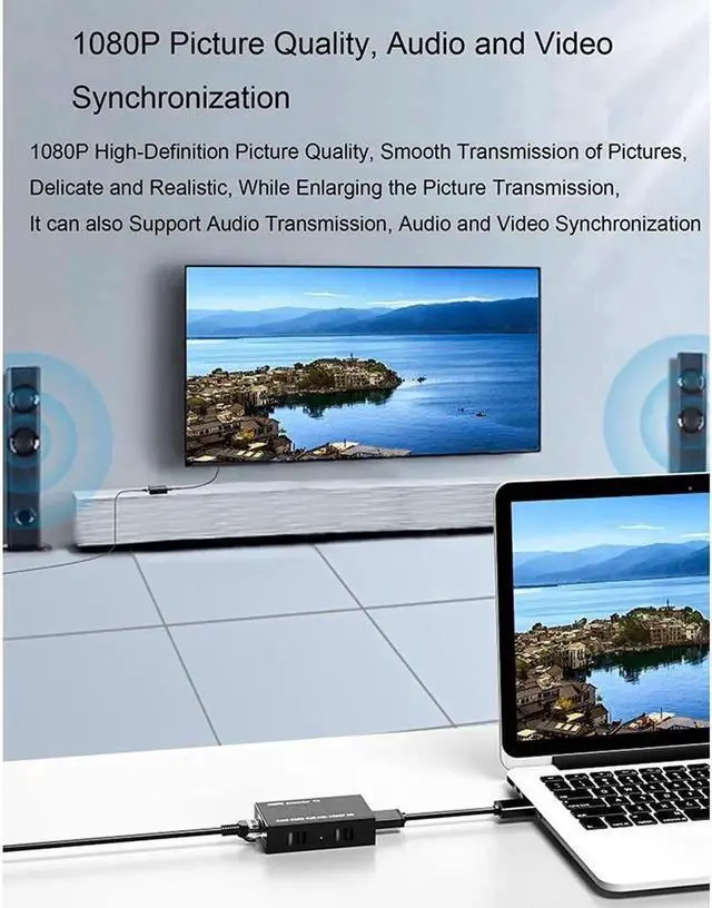 Alt view image 6 of 7 - AOMOPROING HDMI Extender 196ft/60m Over LAN Single CAT5e/CAT6A/CAT7,HDMI to RJ45 Network Adapter,RJ45 to HDMI Uncompressed 1080P@60Hz,Direct 1 to 1 Extender,Network LAN,Network Extension