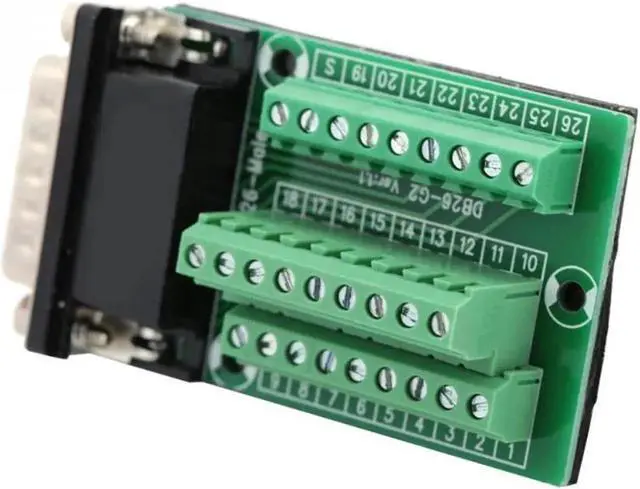 Alt view image 3 of 3 - Aomoproing DB26 DB26-G2-01 Male Adapter to PCB Terminal Signals Module Breakout Board Connector