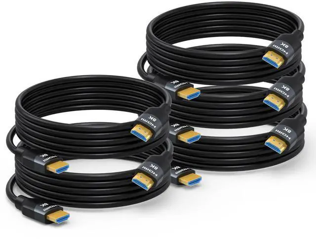 Main image of 8K HDMI 2.1 Cables 10FT 5-Pack, High Speed HDMI Gaming Monitor Cable for PS5 TV-8K ARC&eARC HDMI Cord-165/180/240Hz, HDCP2.3, 3D/HDR10 for Soundbar, PS5, PS4, TV, Xbox, Roku, Cinema, Computer, Monitor