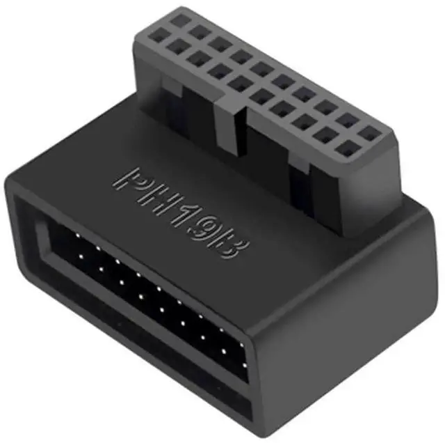 Main image of Aomoproing  USB 3.0 90 Degree Motherboard Adapter 19 Pin/20 Pin Male to Female Extension Adapter L Turn Right Angle Socket for Desktop Motherboard (Down Angle PH19B)