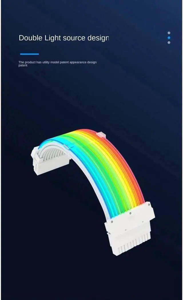 Alt view image 3 of 7 - RGB Power Extension Cable Power Luminous Cable,Power Connector Extension Cable,Dual Head Lamp 24Pin Row Acousto-Optic Synchronization,18AWG 41*0.16 Tinned Copper Wire,245mm,Arrayed Optical Fiber,Dual