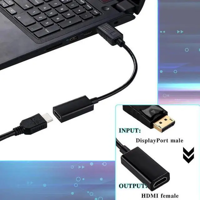 Alt view image 4 of 6 - AOMOPROING 20 Pack DisplayPort (DP) to HDMI Adapter Uni Directional DP to HDMI Display Cable Male to Female for Standard DP Port Computer Laptops 4K Transfer Projector Monitor TV Screen Converter