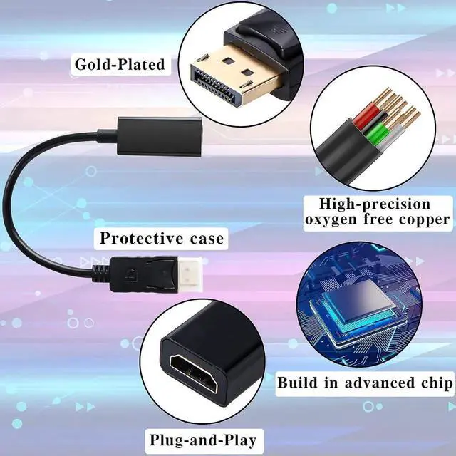 Alt view image 5 of 6 - AOMOPROING 20 Pack DisplayPort (DP) to HDMI Adapter Uni Directional DP to HDMI Display Cable Male to Female for Standard DP Port Computer Laptops 4K Transfer Projector Monitor TV Screen Converter