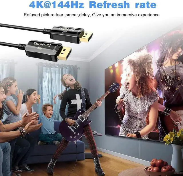 Alt view image 6 of 7 - Aomoproing Fiber 8K 4K DisplayPort Cable DP 1.4 HBR3 8K@60Hz 4K@144Hz High Speed 32.4Gbps Optical Fiber Slim and Flexible DP to DP Cable 10m 33ft