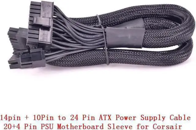 Alt view image 2 of 4 - Aomoproin10+18Pin to 24Pin 20+4Pin ATX Power Supply Cable Mining Cable PSU Motherboard Braided Net for Corsair HX1200i HX1000i HX850i HX750i AXi Series AX1500i AX1200i AX860i AX760i RM1000 RM850 RM750