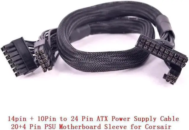 Alt view image 3 of 4 - Aomoproin10+18Pin to 24Pin 20+4Pin ATX Power Supply Cable Mining Cable PSU Motherboard Braided Net for Corsair HX1200i HX1000i HX850i HX750i AXi Series AX1500i AX1200i AX860i AX760i RM1000 RM850 RM750
