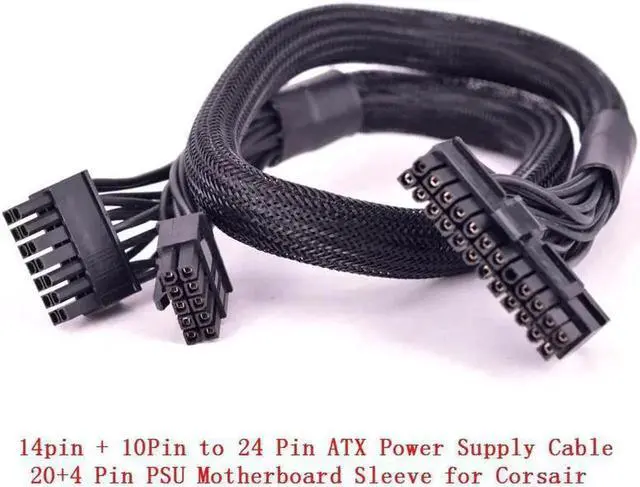 Main image of Aomoproin10+18Pin to 24Pin 20+4Pin ATX Power Supply Cable Mining Cable PSU Motherboard Braided Net for Corsair HX1200i HX1000i HX850i HX750i AXi Series AX1500i AX1200i AX860i AX760i RM1000 RM850 RM750