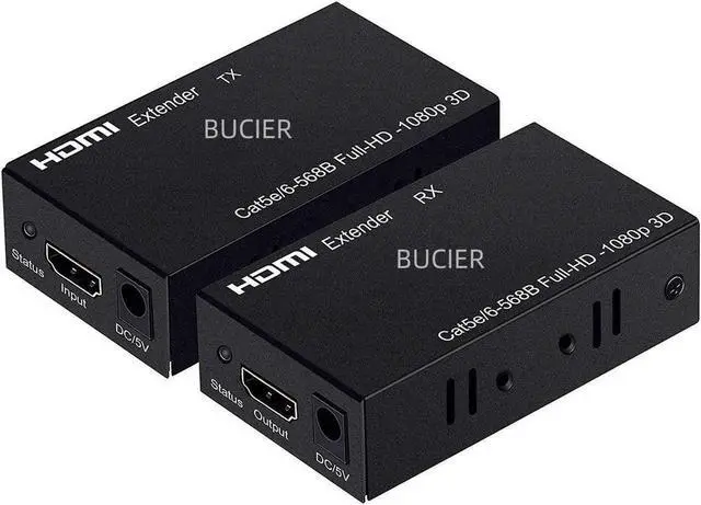 Main image of AOMOPROING 196ft/60m HDMI Extender, HDMI Extender Over Cat 5e/6/7, Digital HDMI Ethernet Extender Adapter Support Full HD 1080P 3D, EDID Copy, Deep Color, Compatible with Fire Stick, Roku, Blue-ray