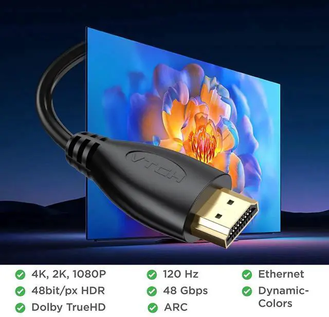 Alt view image 4 of 6 - AOMOPROING 4K HDMI Cables 6FT 10-Pack, HDMI 2.0 Cable for Soundbar to TV, Support 4K@60Hz, 18Gbps, HDCP 2.2, HDR, Dolby, ARC/eARC, Compatible with Monitor, Computer, Laptop, Projector
