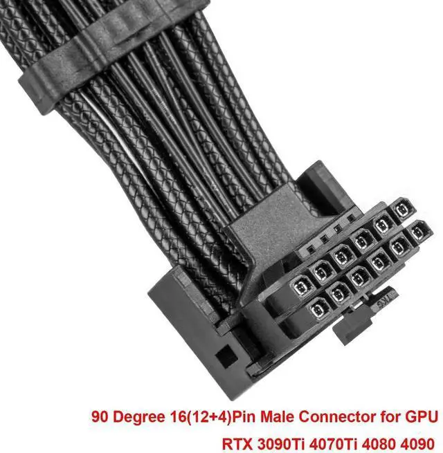 Alt view image 3 of 6 - Aomoproing  12VHPWR 90 Degree Adapter to 2X 8Pin: 16AWG 16 PIN GPU Right Angle PCI-E 5.0 Extension for for Graphic Card GPU 12+4pin RTX 3090Ti 4070Ti 4080 4090 (Type A)