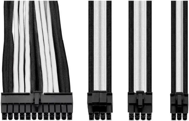 Alt view image 2 of 6 - Sleeve Extension Power Supply Cable Kit ATX/EPS/8-pin PCI-E/6-pin PCI-E with Combs White/Black AC-048-CN1NAN-A1