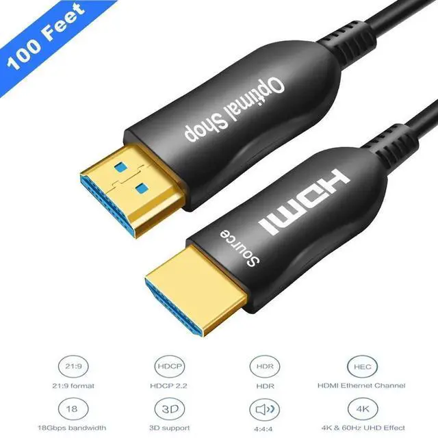 Alt view image 4 of 7 - 4K Fiber Optic HDMI Cable 100Feet,HDMI 2.0 Cable 18Gbps Supports 4K@60Hz,4:4:4/4:2:2/4:2:0,HDR,Dolby Vision,HDCP2.2,ARC,3D,Slim and Flexible HDMI Fiber Optic Cable (100 Feet/30 Meter)