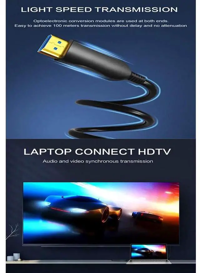 Alt view image 6 of 7 - 4K Fiber Optic HDMI Cable 100Feet,HDMI 2.0 Cable 18Gbps Supports 4K@60Hz,4:4:4/4:2:2/4:2:0,HDR,Dolby Vision,HDCP2.2,ARC,3D,Slim and Flexible HDMI Fiber Optic Cable (100 Feet/30 Meter)