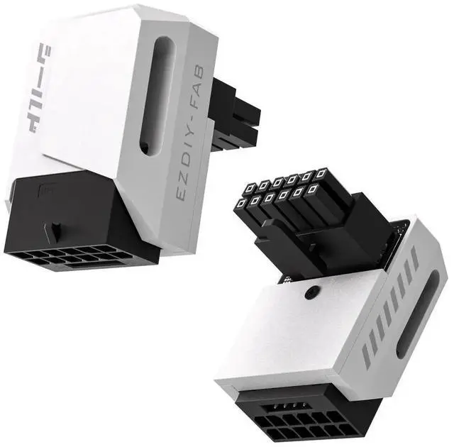 Main image of Aomoproing  PCIe 5.0 Adapter - 600W 12+4pin,16pin 12VHPWR GPU Power Connector,12V-2x6 GPU Adapter,90 Degree Right Angle - Compatible with RTX 3090Ti, 4070Ti, 4080, 4090 GPU - RVS Type, White, 1 Pack