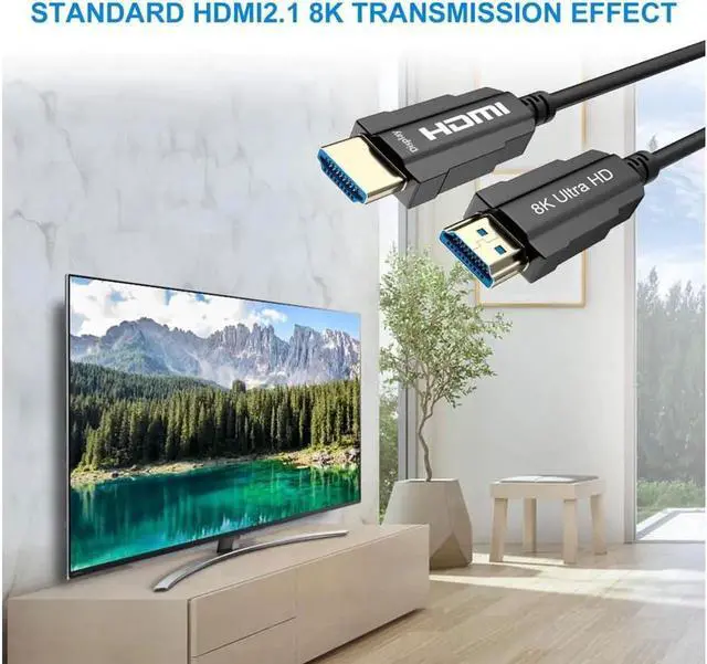 Alt view image 5 of 7 - AOMOPROING 8K HDMI Fiber Optic Cable Real UHD HDR 8K 48Gbps 8K@60Hz 4K@120Hz HDMI 2.1 Support 3D HDCP2.2 HDMI Cable for PS4 SetTop Box HDTVs Projectors 15m 49.5ft