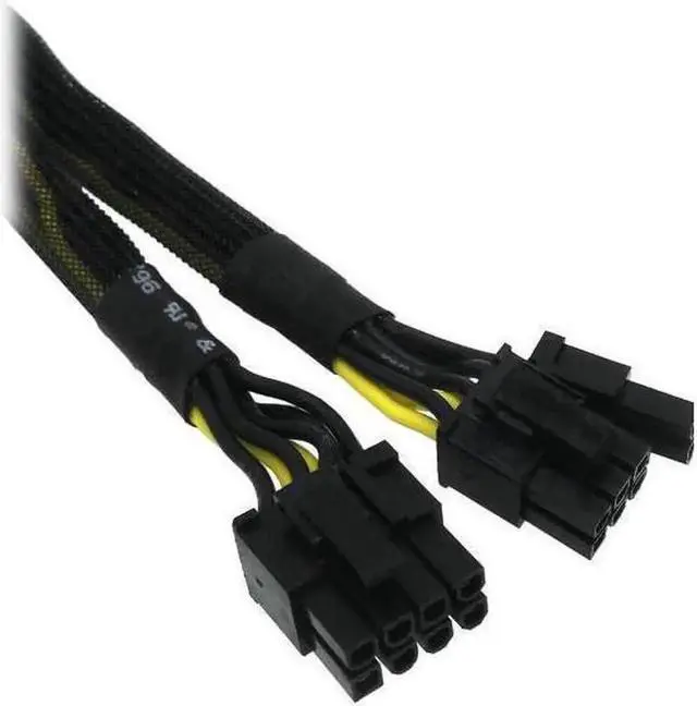 Alt view image 2 of 4 - Aomoproing 18 Gauge 8-Pin Female to Dual 8 Pin (6+2) Male 30.5 cm (12-inch) 18 AWG PCI-E GPU Miner Graphics Video Card VGA Sleeved Braided Woven Extension Power Cable Splitter Black Swan Mining 4/Pack