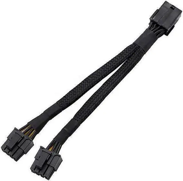 Alt view image 4 of 4 - Aomoproing 18 Gauge 8-Pin Female to Dual 8 Pin (6+2) Male 30.5 cm (12-inch) 18 AWG PCI-E GPU Miner Graphics Video Card VGA Sleeved Braided Woven Extension Power Cable Splitter Black Swan Mining 4/Pack