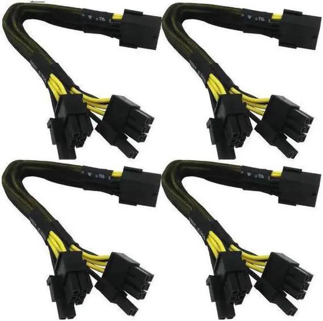 Main image of Aomoproing 18 Gauge 8-Pin Female to Dual 8 Pin (6+2) Male 30.5 cm (12-inch) 18 AWG PCI-E GPU Miner Graphics Video Card VGA Sleeved Braided Woven Extension Power Cable Splitter Black Swan Mining 4/Pack