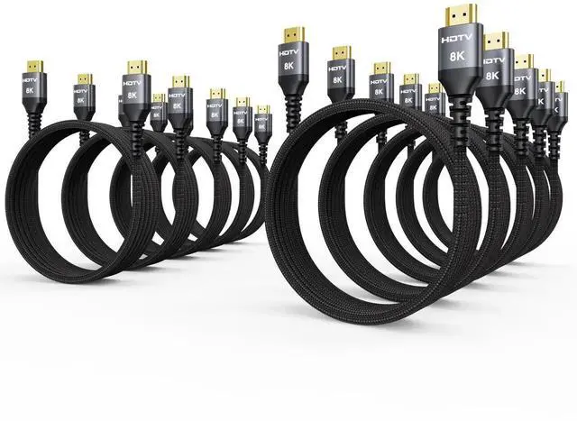 Main image of 8K HDMI Cable 6FT 10-Pack, High Speed 48Gbps HDMI 2.1 Cord, Support 8K@60Hz & 4K@120Hz, HDR10+, SBTM, 12bit, 3D, eARC, Dolby Atmos, DTS:X, HDCP 2.3 for TV, Monitor, Apple TV, Roku, Soundbar, PS5, Xbox