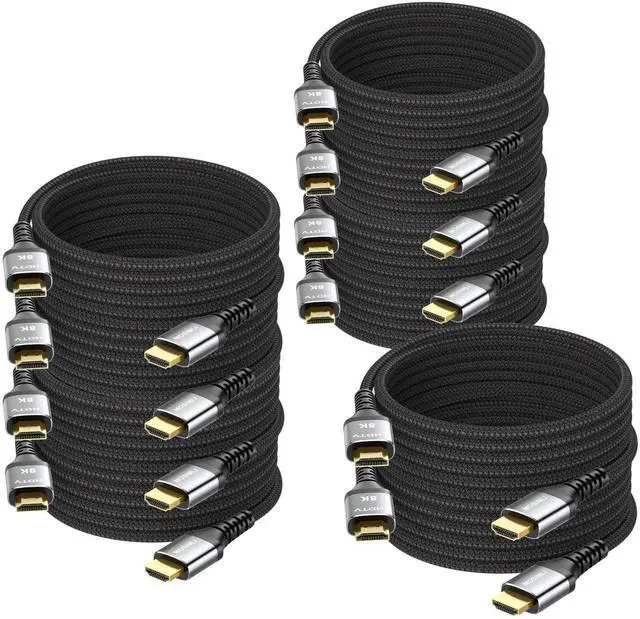 Main image of 8K HDMI Cable 10 FT 10-Pack, HDMI 2.1 Gaming Cord, Support 8K@60Hz, 4K@120Hz, Dynamic HDR10+, SBTM, VRR, QFT, ALLM, 3D, HDCP 2.3 for PS5, Xbox, Nintendo Switch, TV, PC, Monitor, Graphics Card