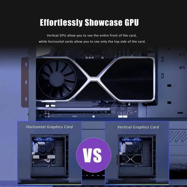 Alt view image 4 of 7 - Aomoproing 2-Slot GPU Support Bracket with 180mm PCIe 4.0 Riser Cable for GPU Vertical Mount, Compatible with RTX 40/30 Series and Radeon RX7000/RX6000 Series, PC Cases with Open PCI 7/8-slot Design