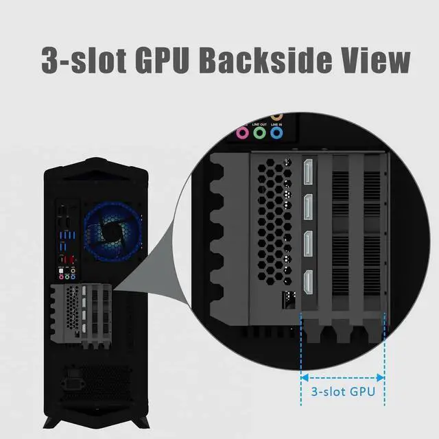 Alt view image 6 of 6 - Aomoproing   3-Slot GPU Support Bracket with 150mm PCIe 4.0 Riser Cable for GPU Vertical Mount, Compatible with RTX 40/30 Series and Radeon RX7000/RX6000 Series, PC Cases with Open PCI 7/8-slot Design