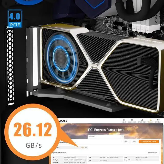Alt view image 3 of 6 - Aomoproing   3-Slot GPU Support Bracket with 150mm PCIe 4.0 Riser Cable for GPU Vertical Mount, Compatible with RTX 40/30 Series and Radeon RX7000/RX6000 Series, PC Cases with Open PCI 7/8-slot Design