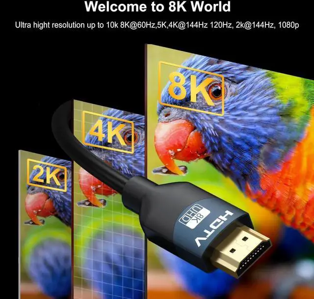 Alt view image 3 of 7 - 8K HDMI 2.1 Cables 3 FT, 20-Pack, High Speed HDMI ARC/eARC Cable 48Gbps, 8K@60Hz, 4K@144Hz, 1080P@240Hz-HDCP 2.2,3D/HDR for Soundbar, PS5/4, Xbox, Roku, Cinema, TV, Computer, Monitor & More